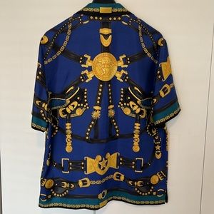 Versace man, short sleeve shirt, brand new with tag, blue & gold color size 48